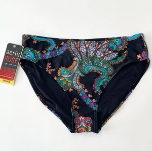 Aerin Rose Black Mandala Tangiers High Waist Bikini Bottoms NWT Small Blue Green